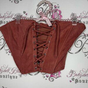 Forever 21 bustier corset soft blush pink nude rose Lace-Up Corset Top in Rust